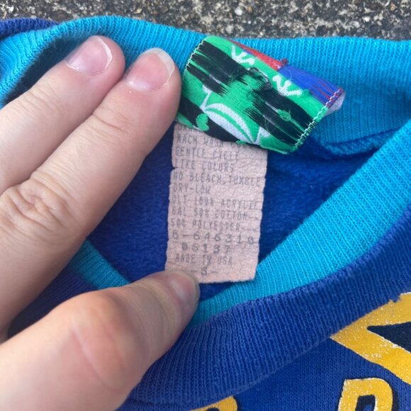 VTG 90s Major Moves Blue Quilted Long Sleeve Basketball Kids Short Sz 6 - Picture 7 of 8